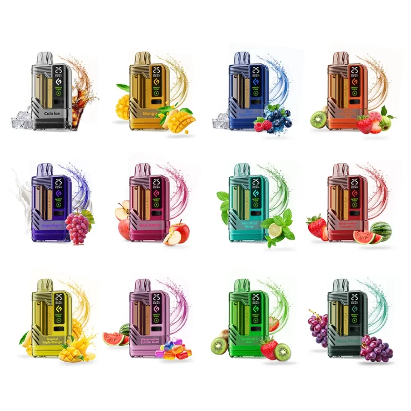 크리스탈 클리어 일회용 베이프 기기 18ml E-액상 700mAh 배터리 RGB 표시등 조절 가능한 전력 및 공기 흐름