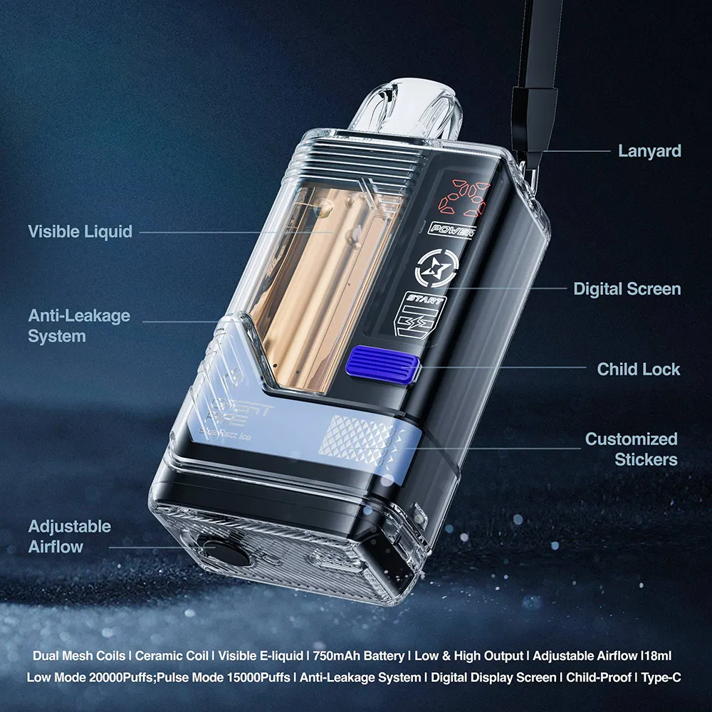 Crystal Clear Disposable Vape Device 18ml E-Liquid 700mAh Battery RGB Indicator Adjustable Power & Airflow