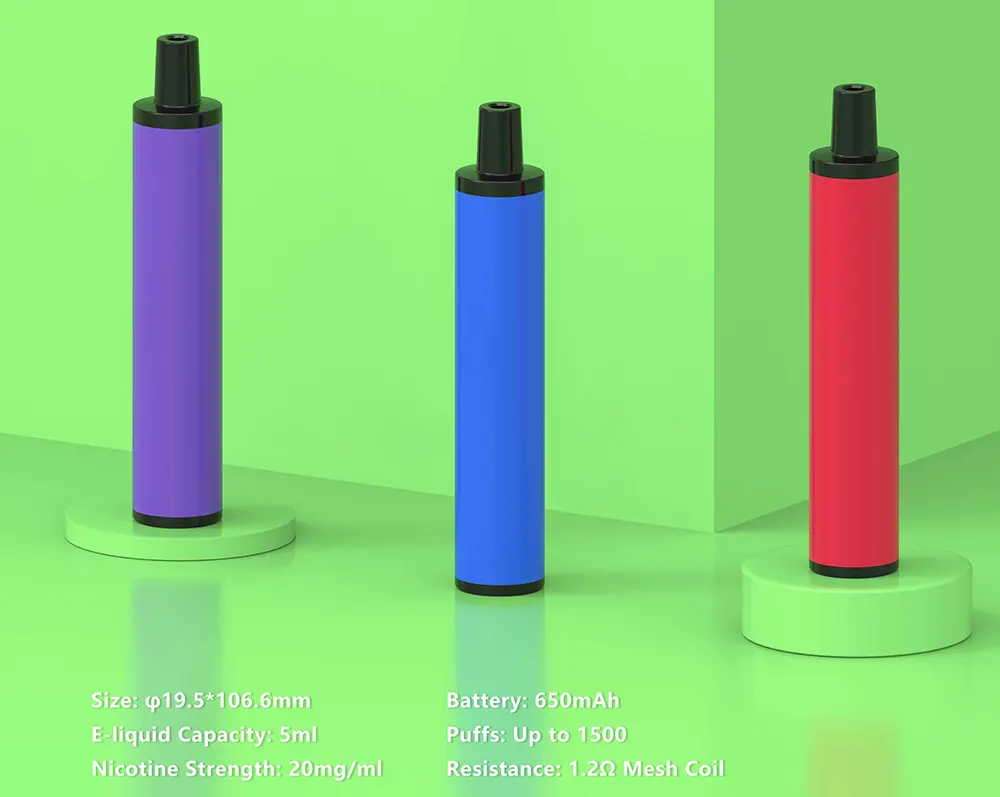 Sleek 7ml Disposable Vape 1500 Puffs 1.2Ω Mesh Coil 650mAh Battery