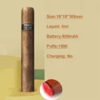 Cigar Shape Disposable Vape 1500 Puffs Prefiled 5ML 800mAh Battery with Mimic LED Light