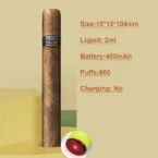 Electronic Cigar Style Disposable Vape 600 Puffs 2ML Capacity 400mAh Battery 1.3Ω Mesh Coil