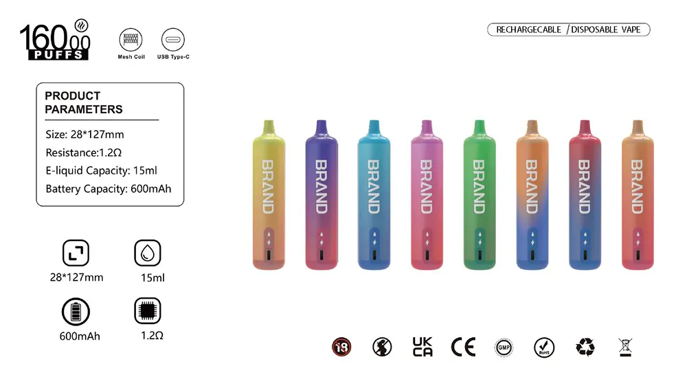 Gradient Color 15ML Prefilled E-liquid Mixed Fruit Disposable E-Cig Vape Device 600mAh Battery