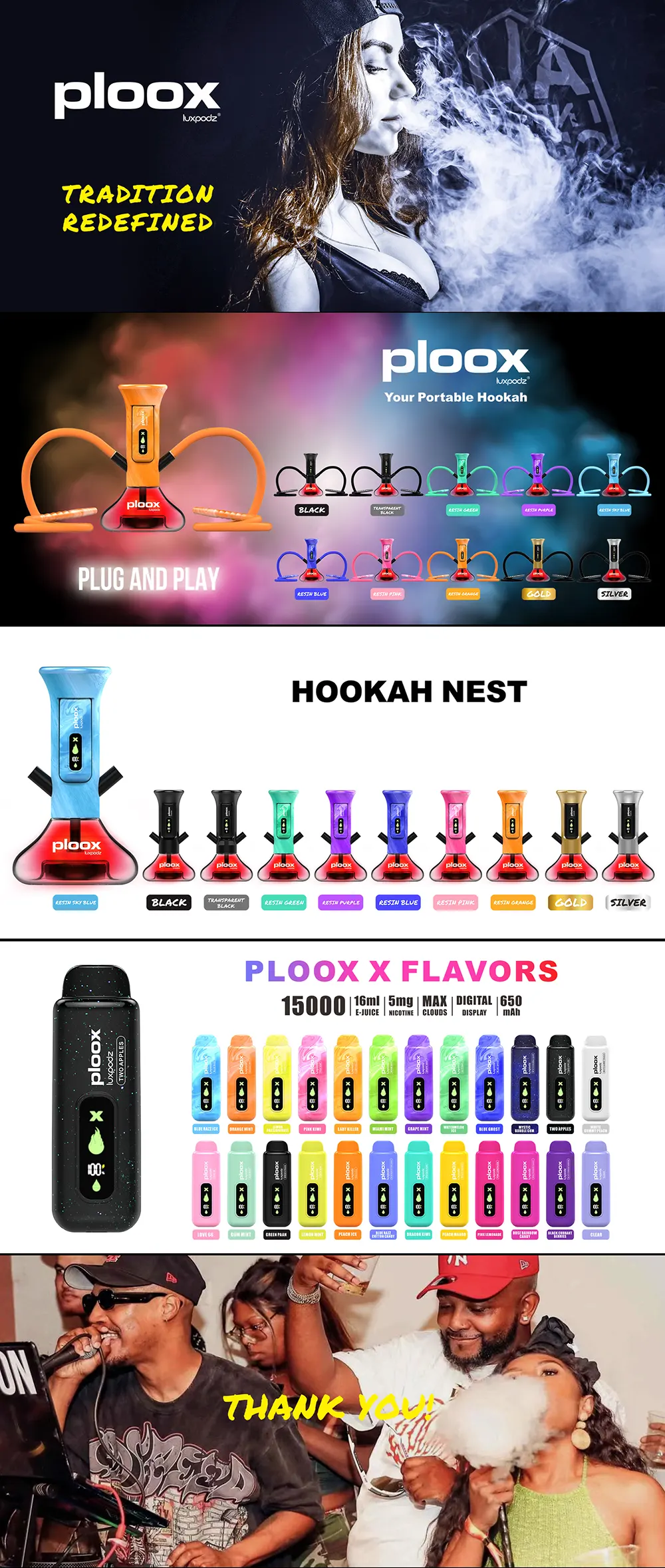 Stylish Electronic Shisha with 16ml E-Juice Multiple Flavor Pods LED Screen