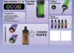 Ultimate 20ml High-Capacity Powerful Dual-Mesh Coil Rechargeable Disposable Vape with Vibrant RGB Glow