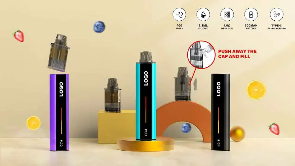 TPD Approved 400 Puff Vape Pod System 2ml E-liquid 500mAh OEM ODM Factory Price