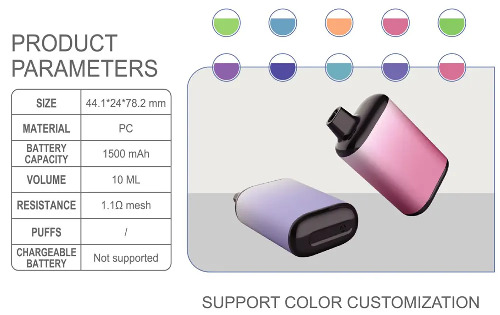  Compact 10ml High-Power Disposable Vape 1500mAh – Long-Lasting Factory Supply Device   