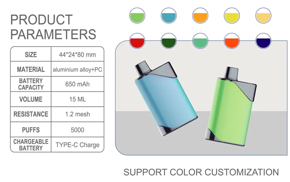   Compact 15ml 5000 Big Puff Vape Device – Aluminium Alloy Body OEM/ODM Factory Model  