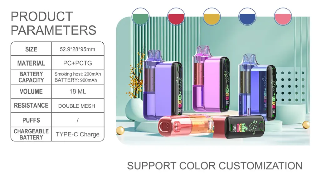 LED Screen Rechargeable Disposable Vape 18ML Dual Battery Power Bank High Puff OEM Vape Manufacturer China