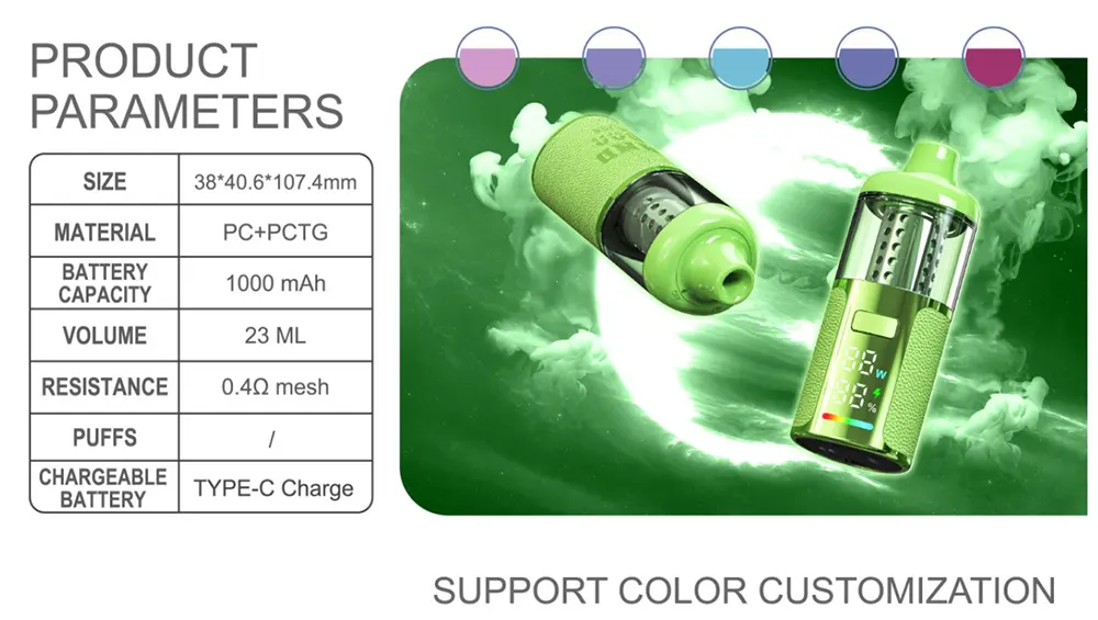   High Performance 23ML Large Disposable Vape 1000mAh Mesh Coil Enhanced Flavor Leather Grain Exterior  