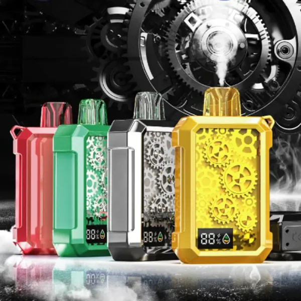 Modern Transparent Mechanical Gear 12ml Vape Device 500mAh Rechargeable Type-C Pod System