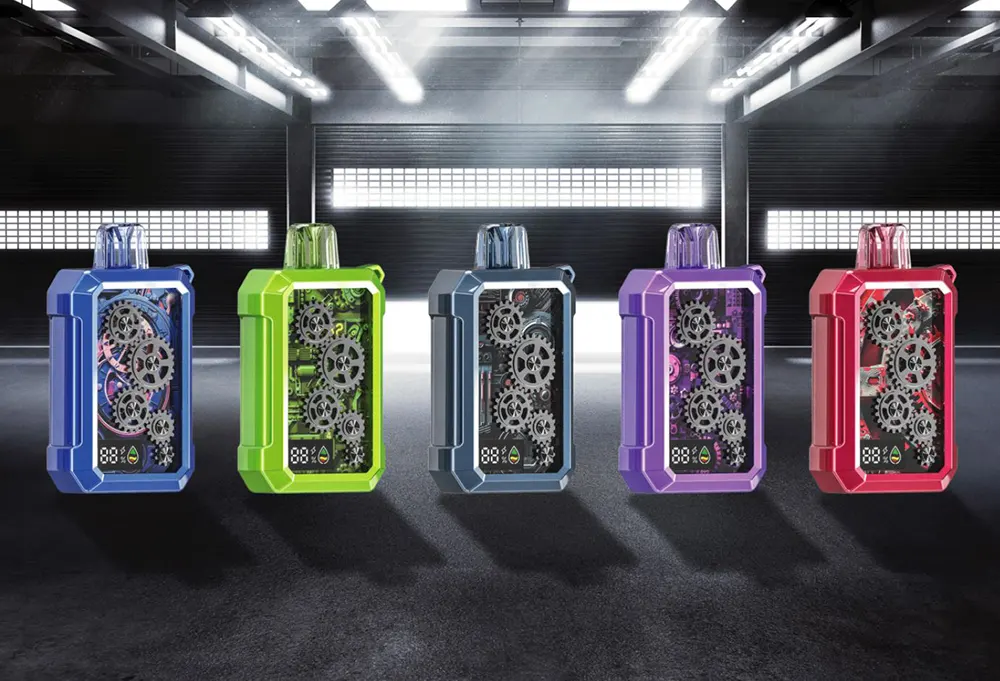   Modern Transparent Mechanical Gear 12ml Vape Device 500mAh Rechargeable Type-C Pod System  