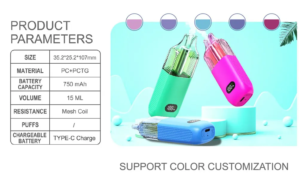     Slim 15ML Vape Device 750mAh Battery Leak-Resistant Transparent Oil Tank